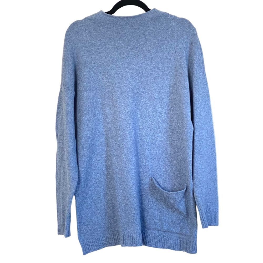 J Jill Wearever Blue Heather Front Pocket Roll Neck Oversized Tunic Sweater Sz S